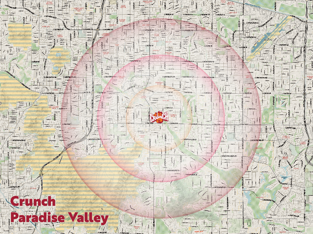 Crunch Franchise - Paradise Valley - Garland - Golden Triangle 48x36 with dry erase lamination