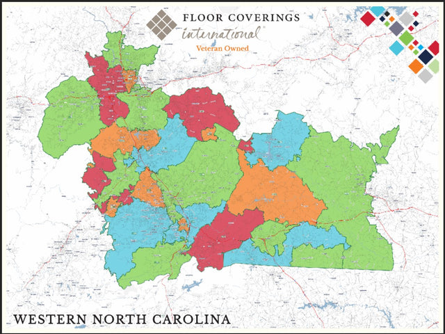 Bradford C. custom territory map 36x48 dry erase laminated Western North Carolina